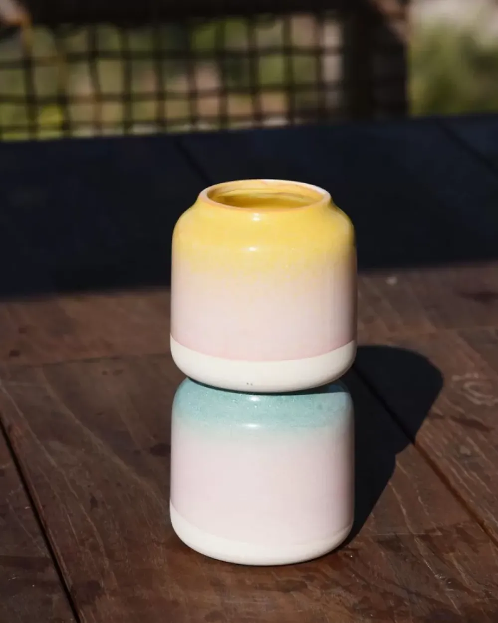 Motel a Miio Bebe Vase Gelb Rosa Gesprenkelt Clearance