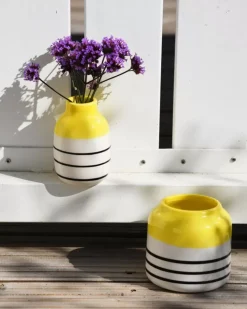 Motel a Miio Bebe Vase Gelb Schwarz Gestreift Clearance