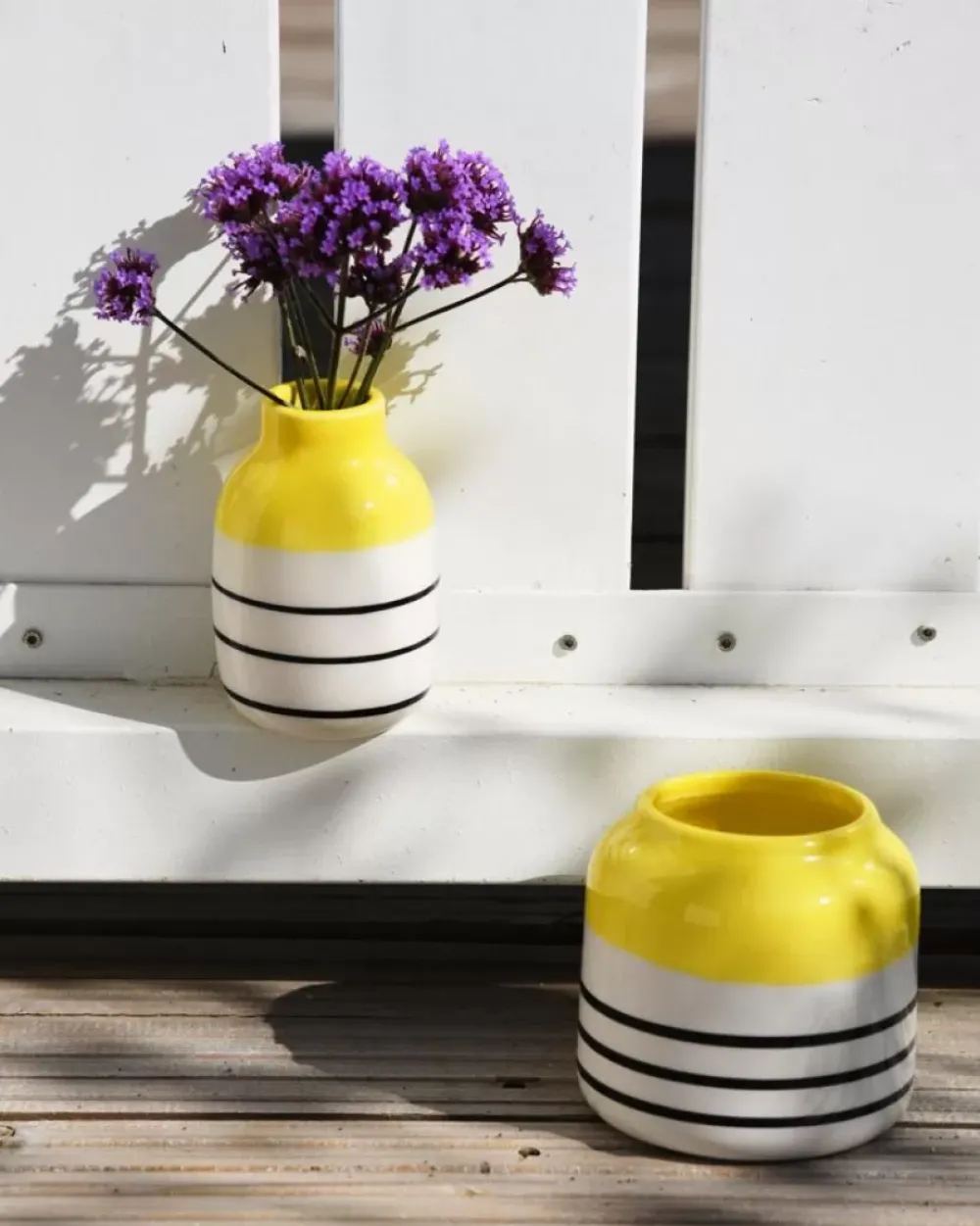 Motel a Miio Bebe Vase Gelb Schwarz Gestreift Clearance