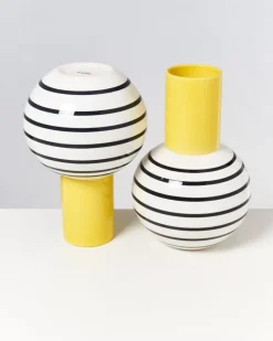 Motel a Miio Bola Vase L Gelb Schwarz Gestreift Clearance