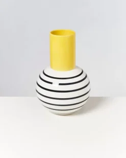 Motel a Miio Bola Vase L Gelb Schwarz Gestreift Clearance
