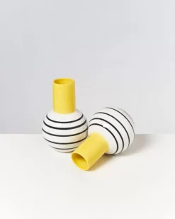 Motel a Miio Bola Vase M Gelb Schwarz Gestreift New