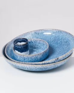 Motel a Miio Cordoama Servierschale Gros Flach Blau Gesprenkelt Sale