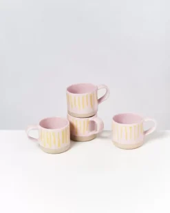 Motel a Miio Nodoa 4Er Set Tasse Rosa Gelb Gestreift Clearance