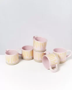 Motel a Miio Nodoa 6Er Set Tasse Rosa Gelb Gestreift Online