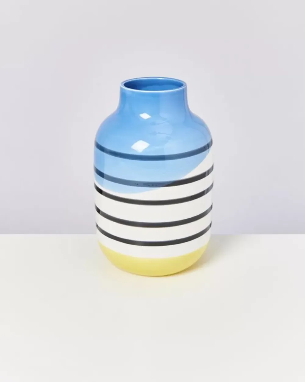 Motel a Miio Nuno Vase L Schwarz-Weis Gestreift Mit Blau Outlet