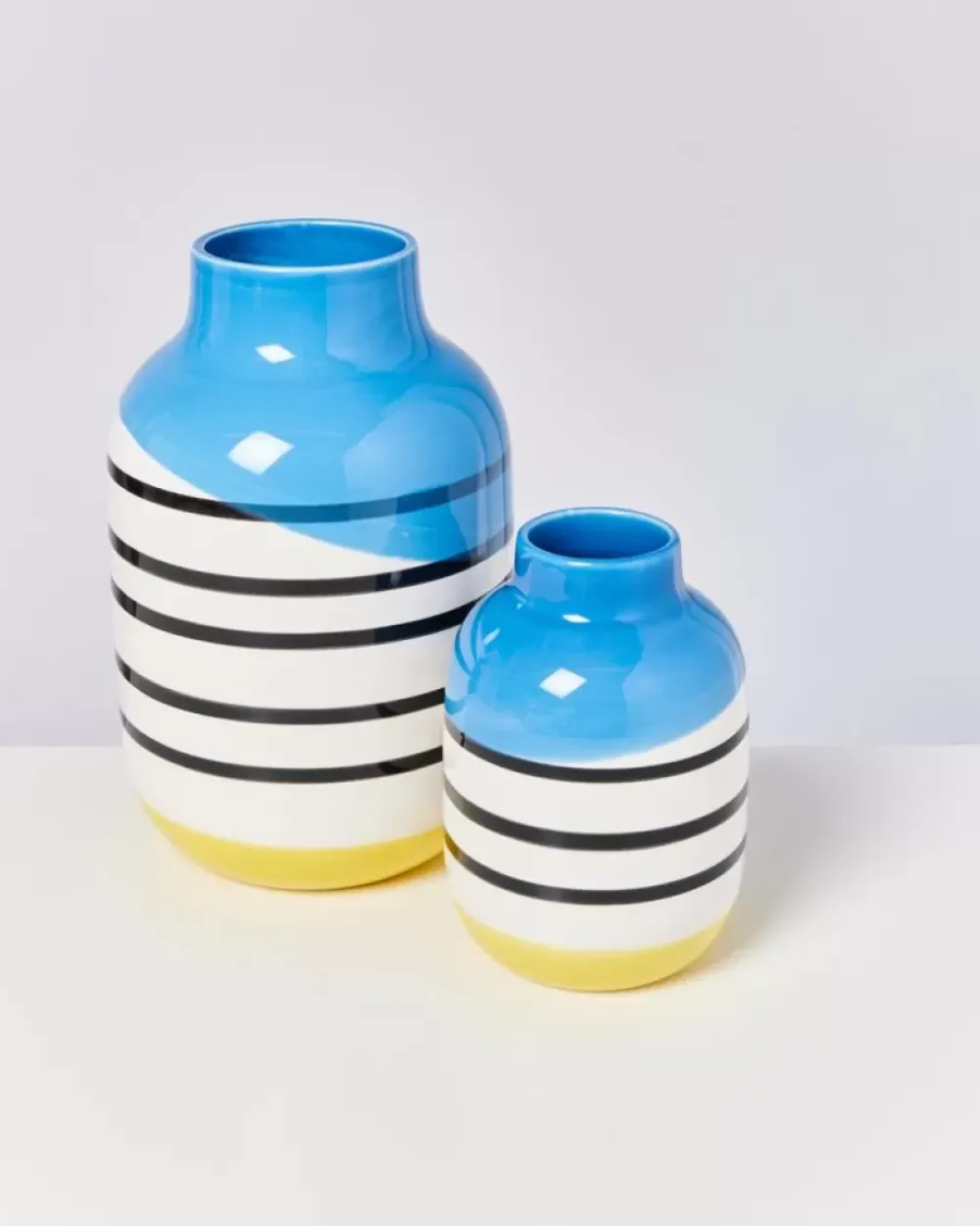 Motel a Miio Nuno Vase L Schwarz-Weis Gestreift Mit Blau Outlet