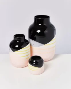 Motel a Miio Nuno Vase M Schwarz Rosa Gelb Gestreift Discount