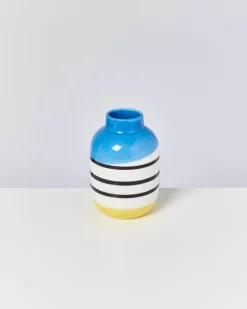 Motel a Miio Nuno Vase M Schwarz-Weis Gestreift Mit Blau Best