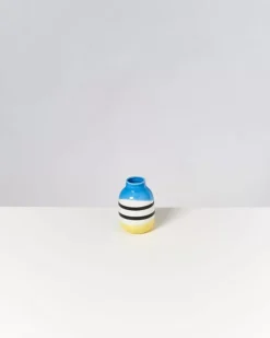 Motel a Miio Nuno Vase S Schwarz-Weis Gestreift Mit Blau